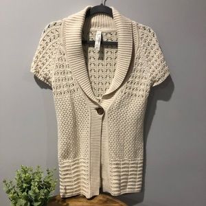 Fossil Cream Short Sleeved Cardigan Size L